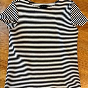 Theory Navy and White Striped Short Sleeve Tee
